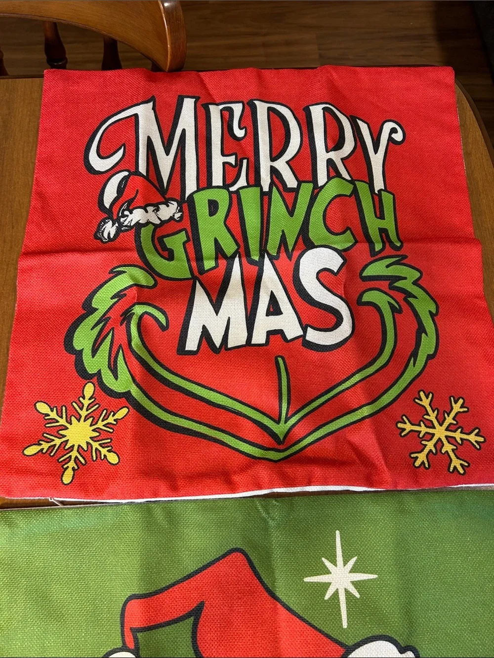 Merry Grinchmas Holiday Decorative pillow covers- Red & Green